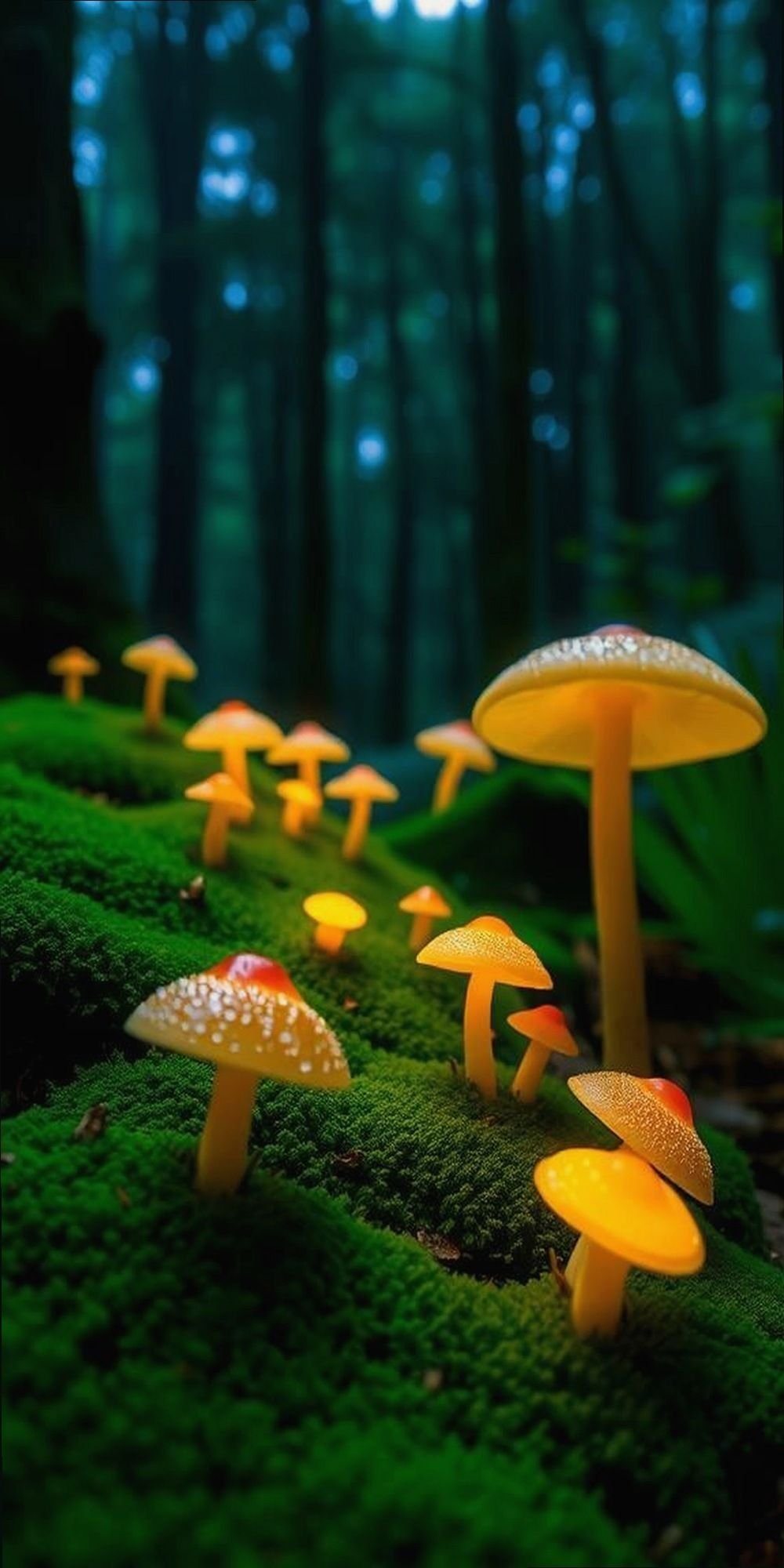 Enchanted Forest Mushroom Wallpaper Design