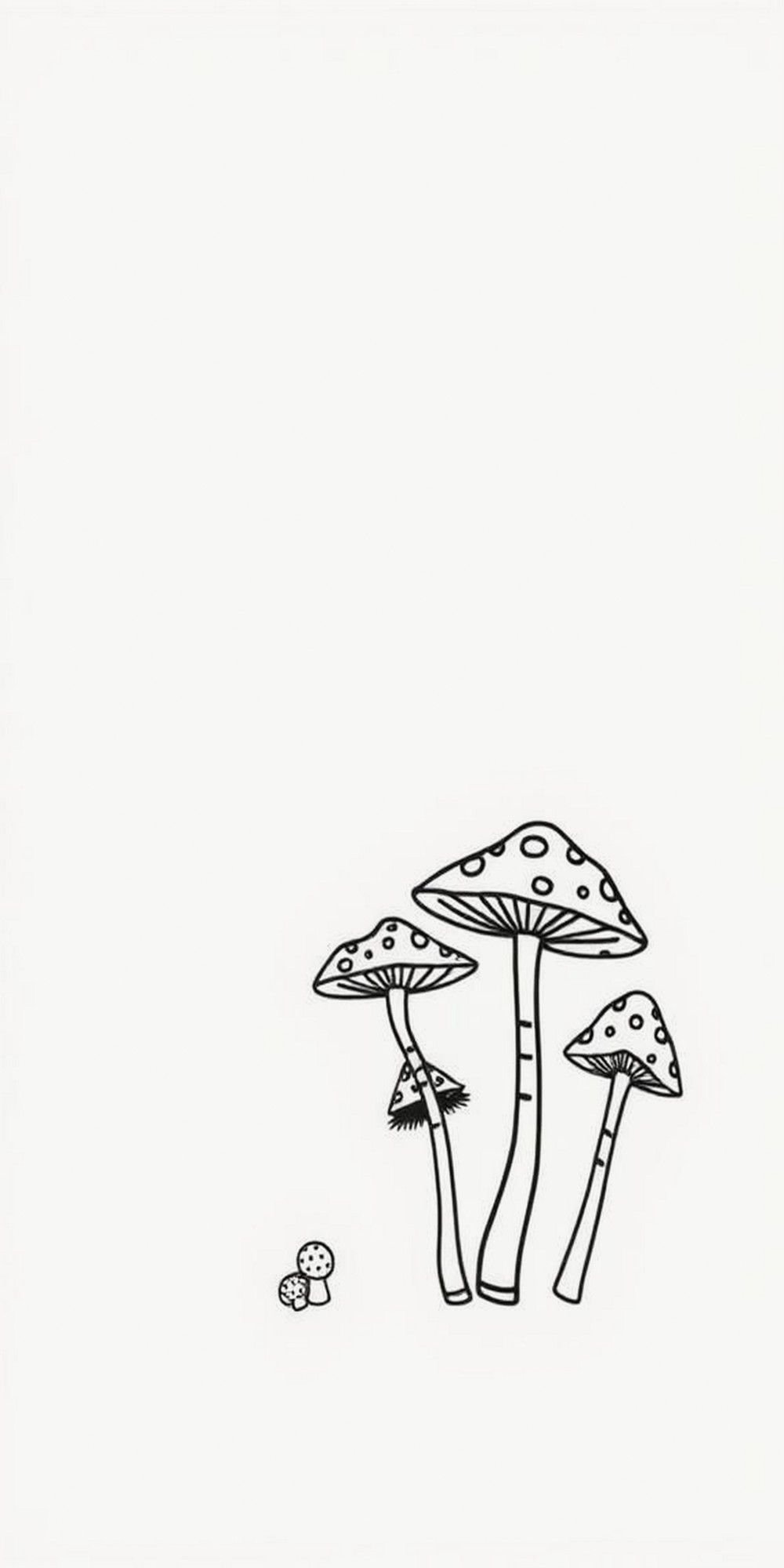 Minimalist Line Art Mushrooms In Monochrome
