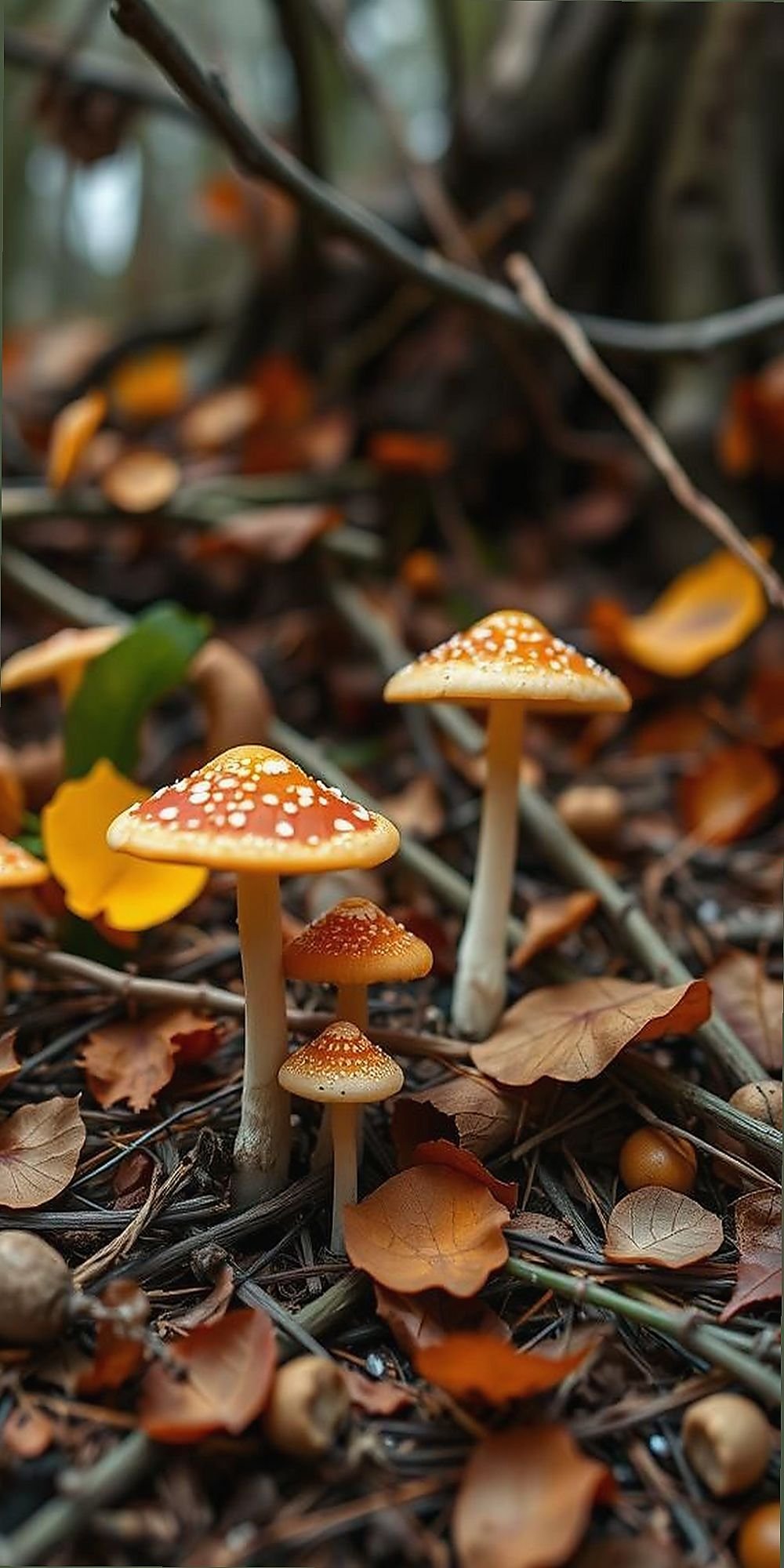 Rustic Woodland Mushrooms With Earthy Tones