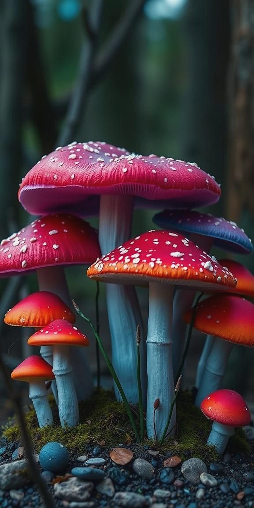 Vibrant Mushroom Cluster With Bright Colors