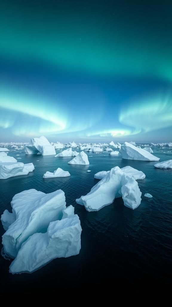 Iceberg Alley Under Celestial Green Drapery