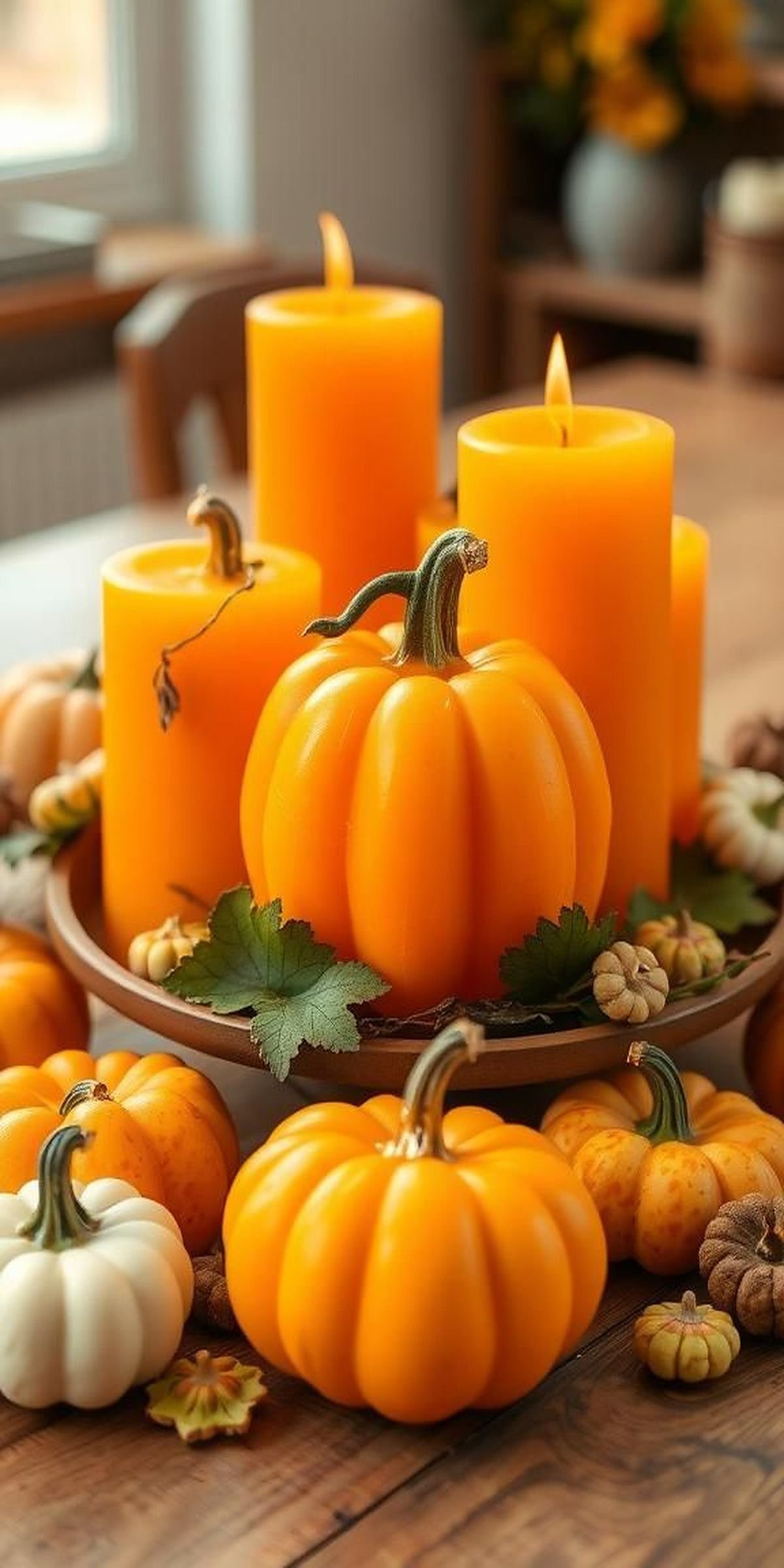 Harvest Pumpkin-Shaped Wax Candles