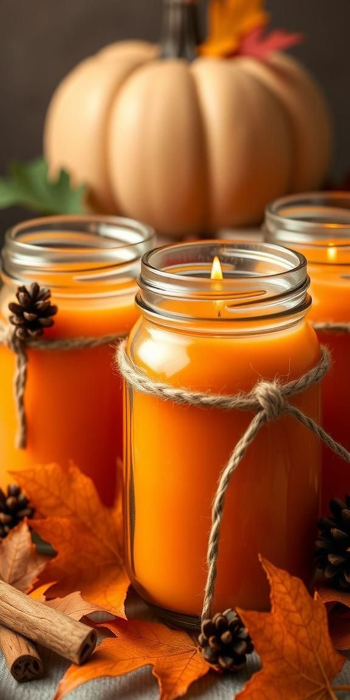 Pumpkin Spice Soy Candles With Rustic Jars
