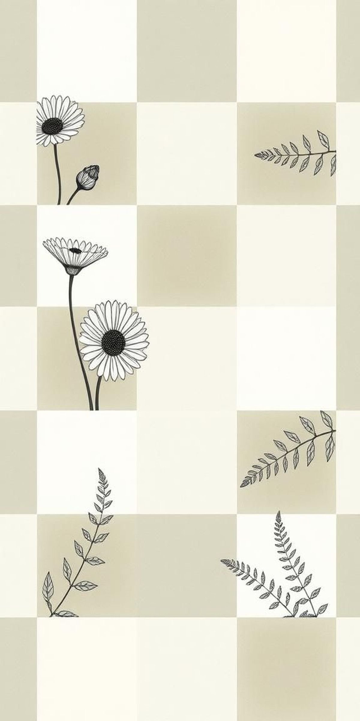 Floral Checkerboard With Botanical Inlays