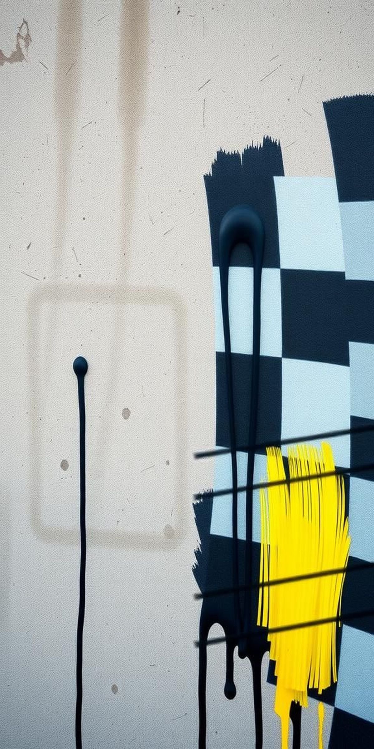 Graffiti Spray Checkerboard On Concrete Wall