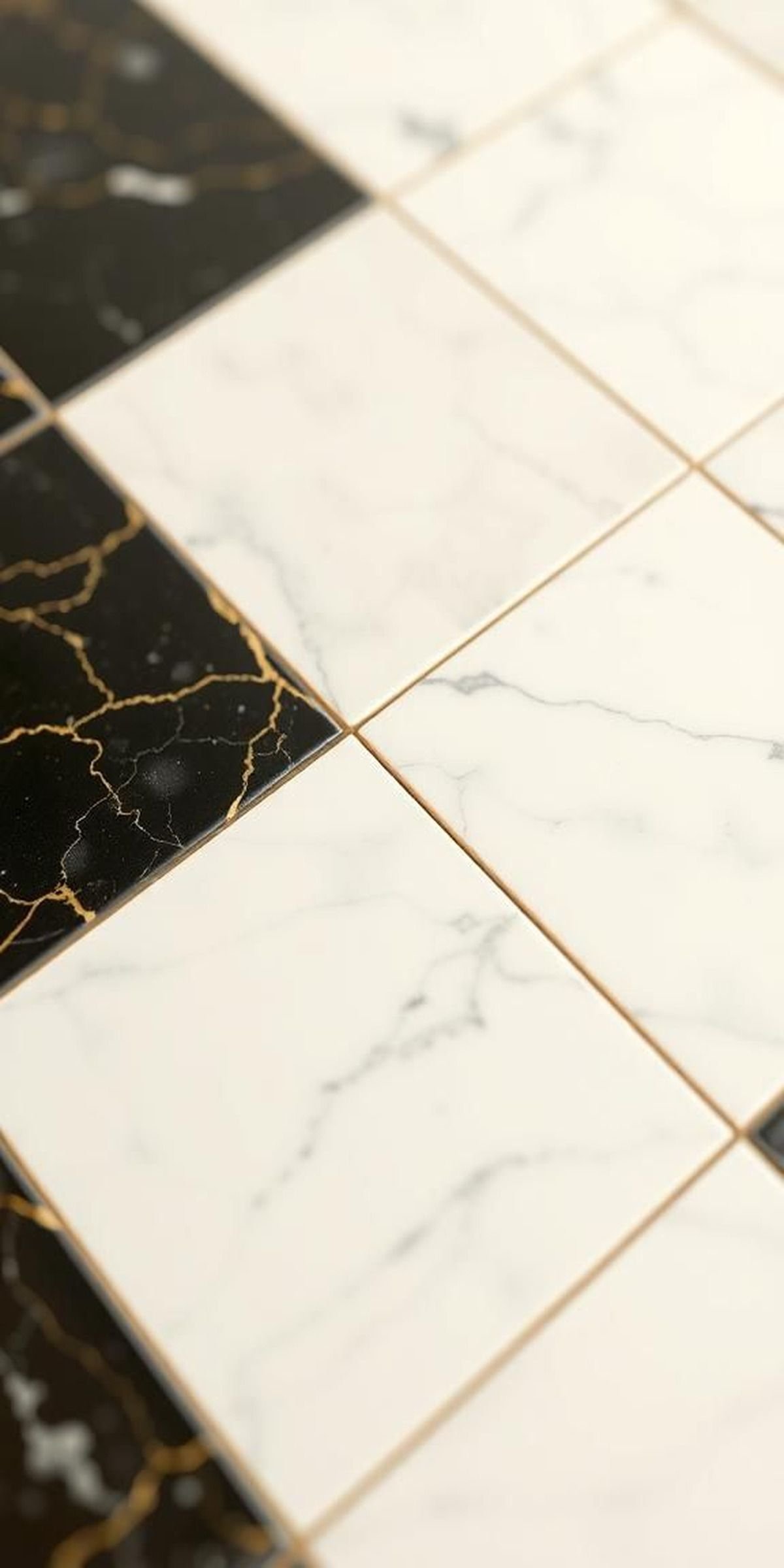 Marble Checkerboard With Subtle Gold Veining