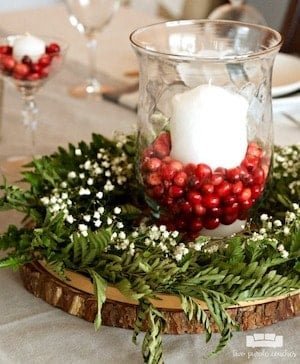 christmas table decor natural cranberry centerpiece idea