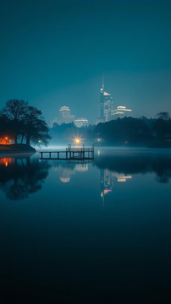 City Park Lake Mirror With Skyscraper Crown
