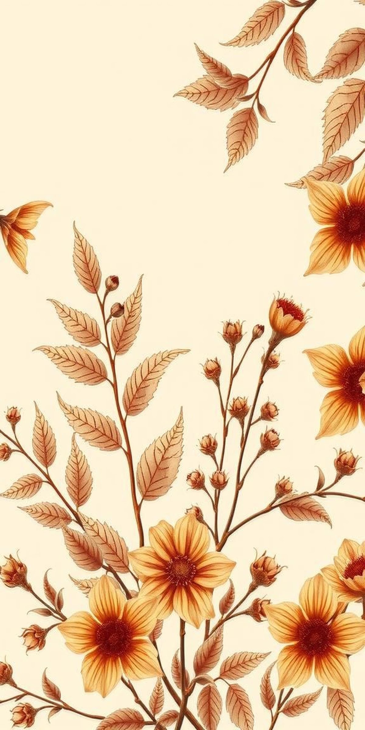 Vintage Botanical Illustrations with Warm Hues
