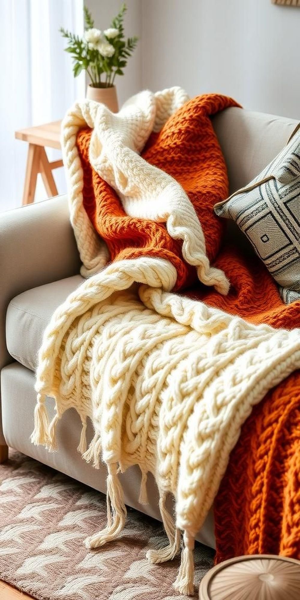 Add Plush Throw Blankets and Layered Textiles