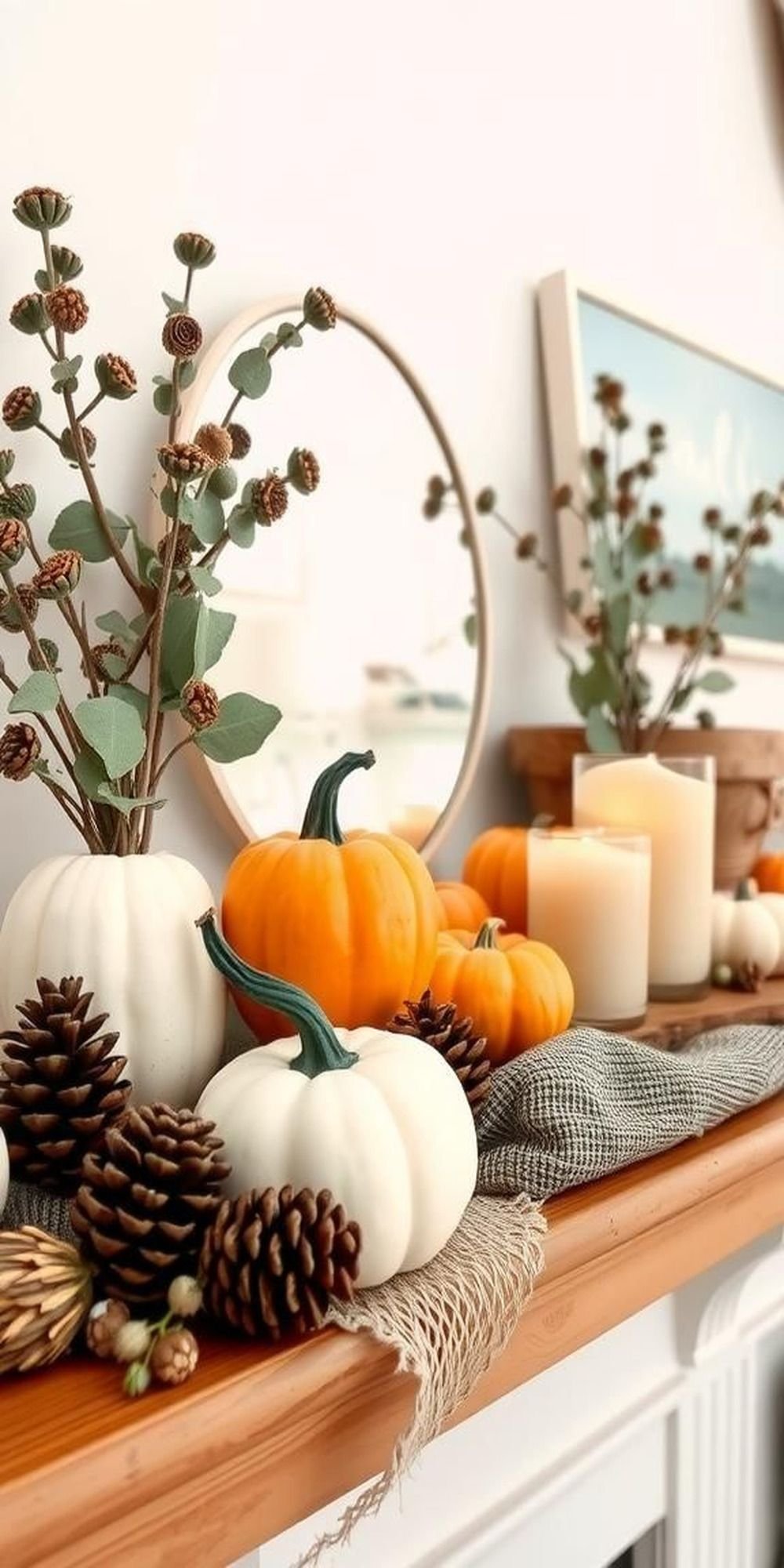 Display Seasonal Decor Like Pumpkins and Pinecones