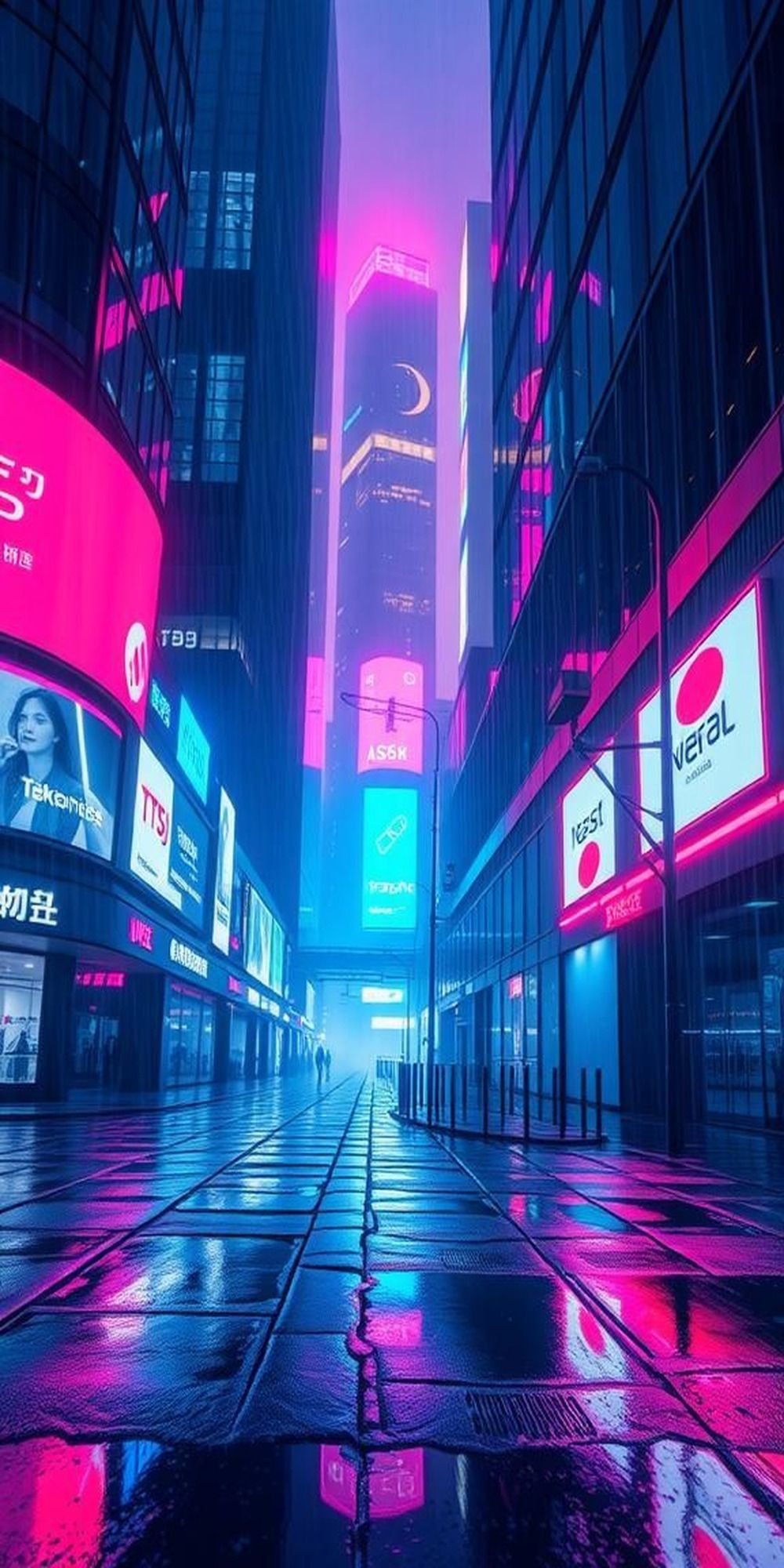 Neon Rain Flooding The Holographic Midnight Streets