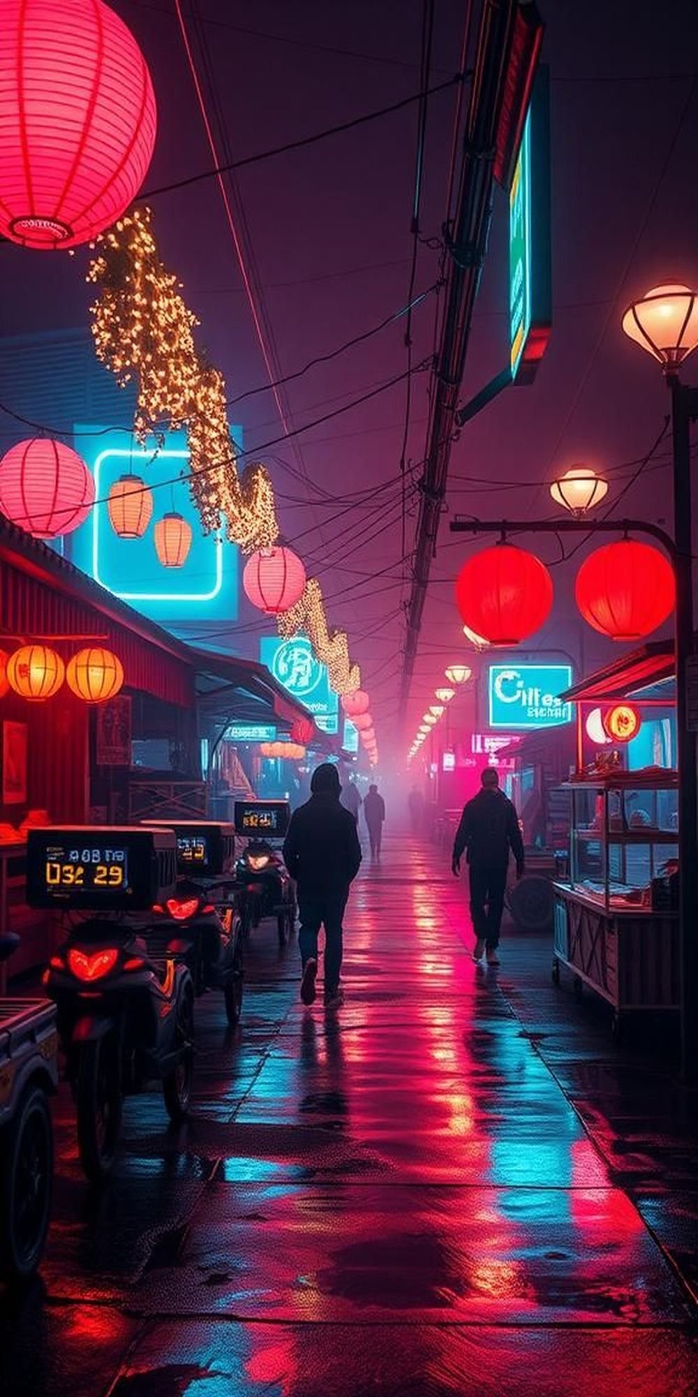 Night Market Stalls Without Crowds, Only Light
