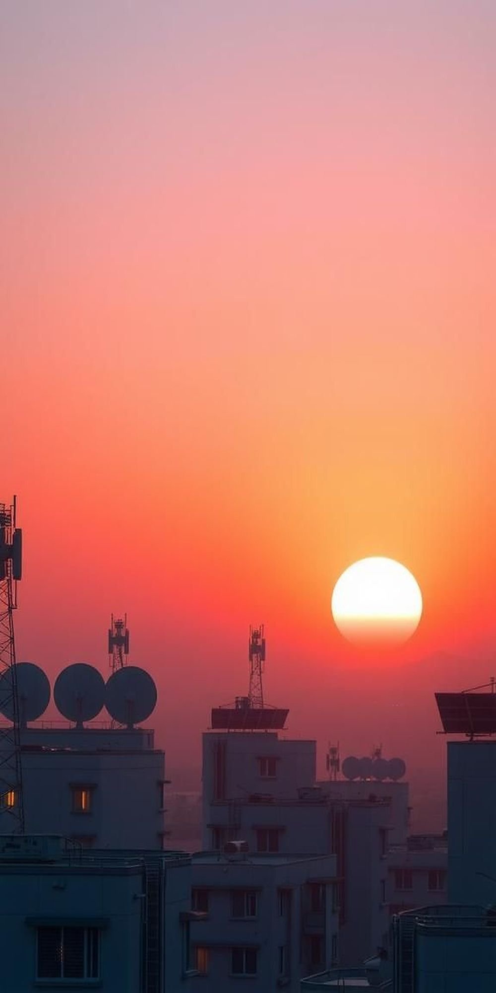 Synth Sunrise Washing Over Smoggy Steel Horizon