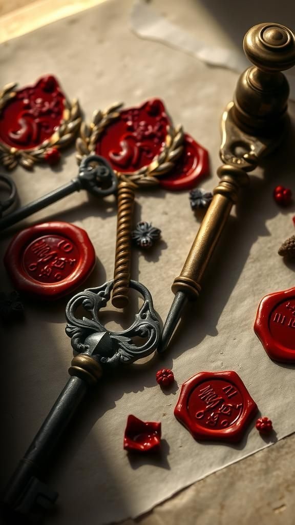 Iron Keys, Wax Seals, And Letter Knife