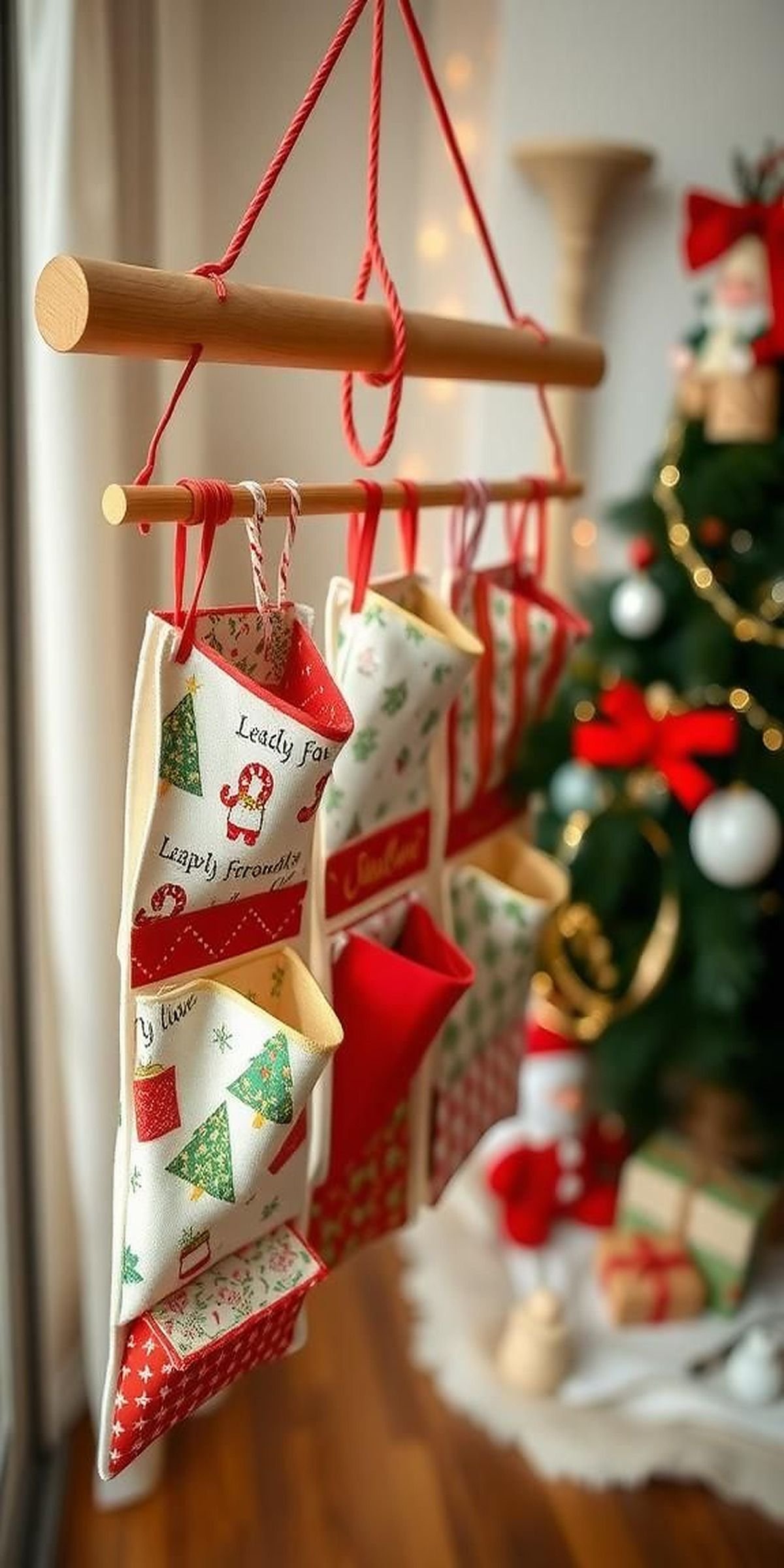 Fabric Pocket Advent Calendar Hanging Art