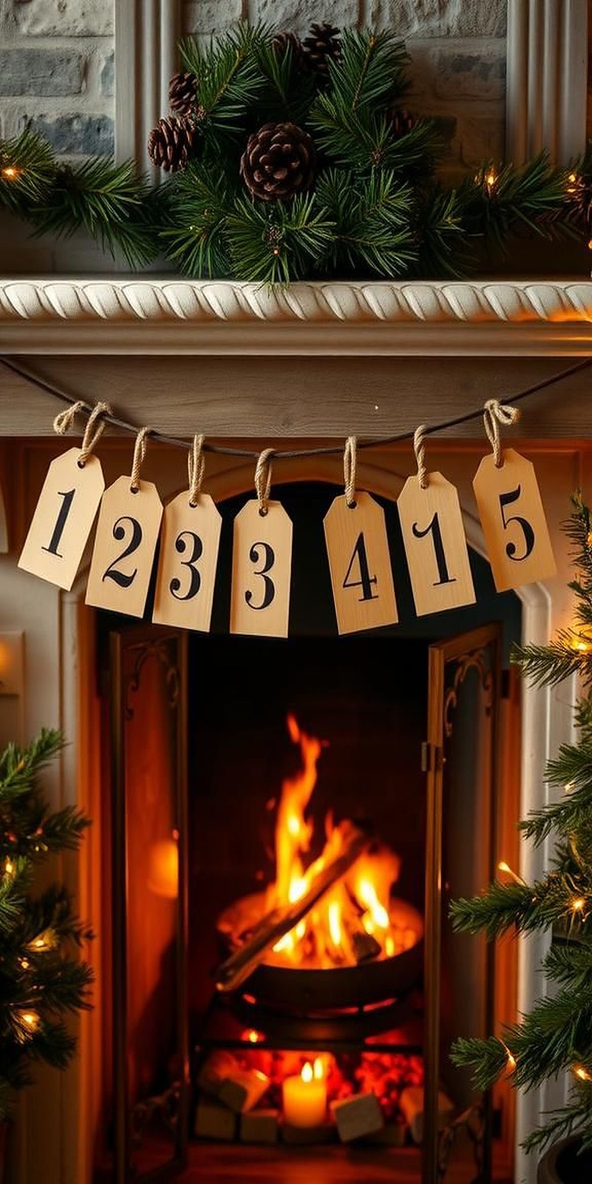 Hanging Wooden Tag Advent Calendar Garland