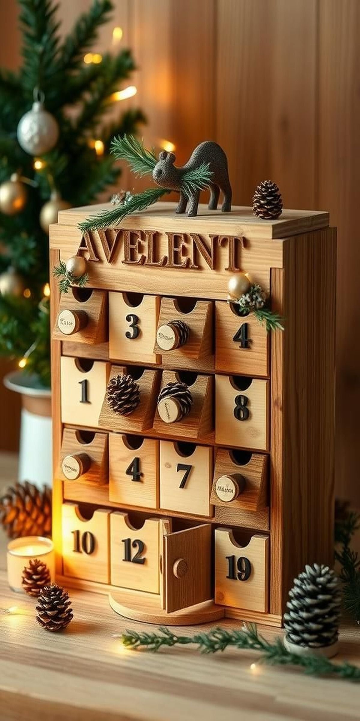 Rustic Wooden Box Advent Calendar Design