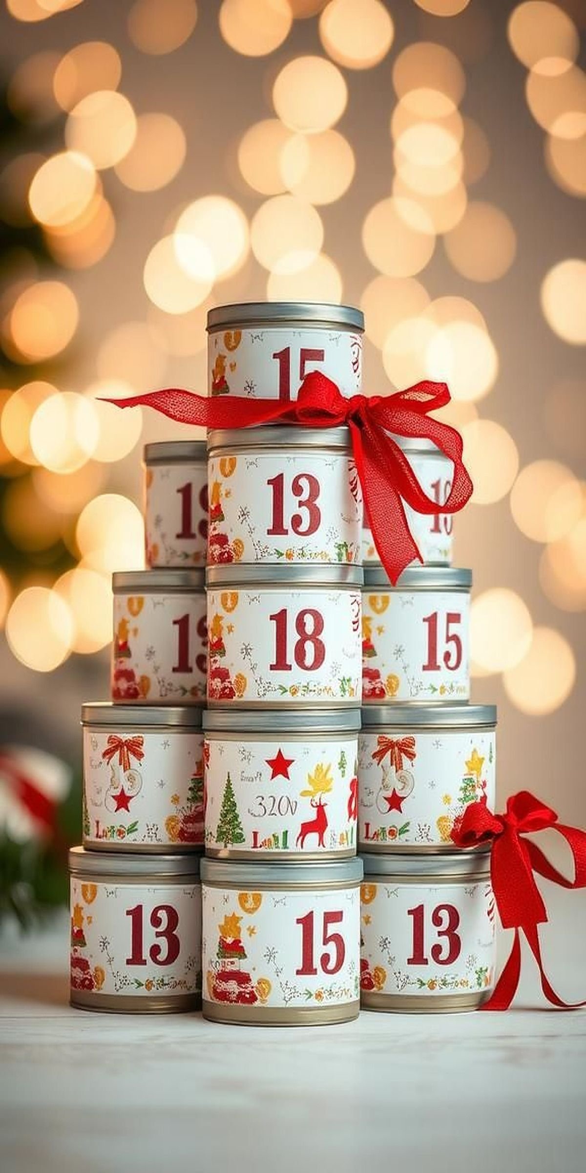 Tin Can Advent Calendar Stack