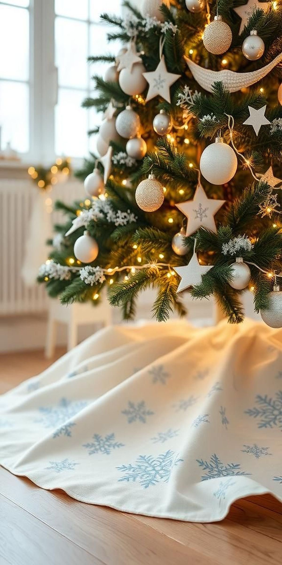 Snowflake Stenciled Muslin Skirt For Classic Look