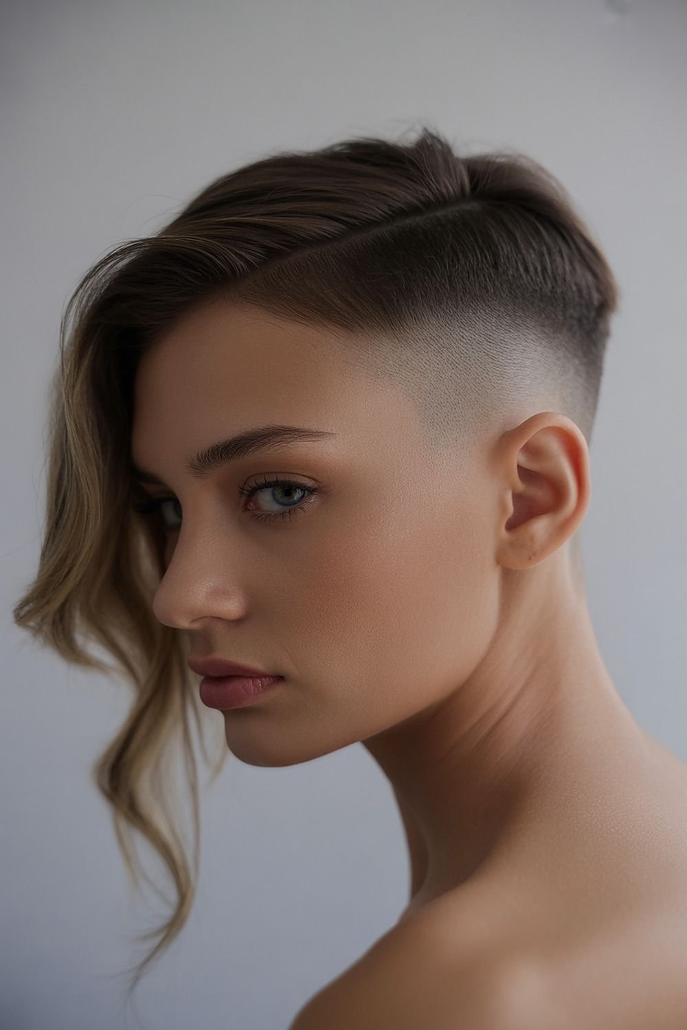 Undercut Fade With Blunt Straight Bangs