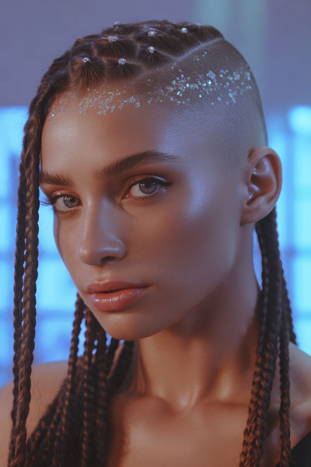 Undercut With Glitter Highlight Accents