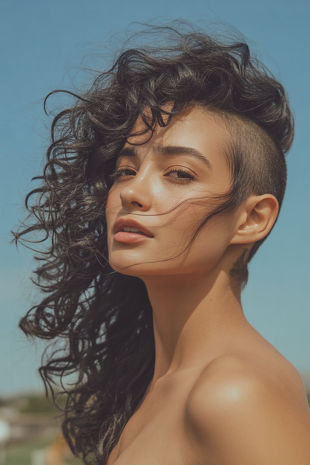Undercut With Voluminous Curly Top