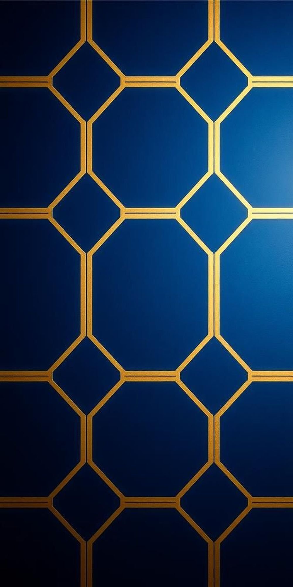 Gold Accented Hexagons On Deep Navy Blue