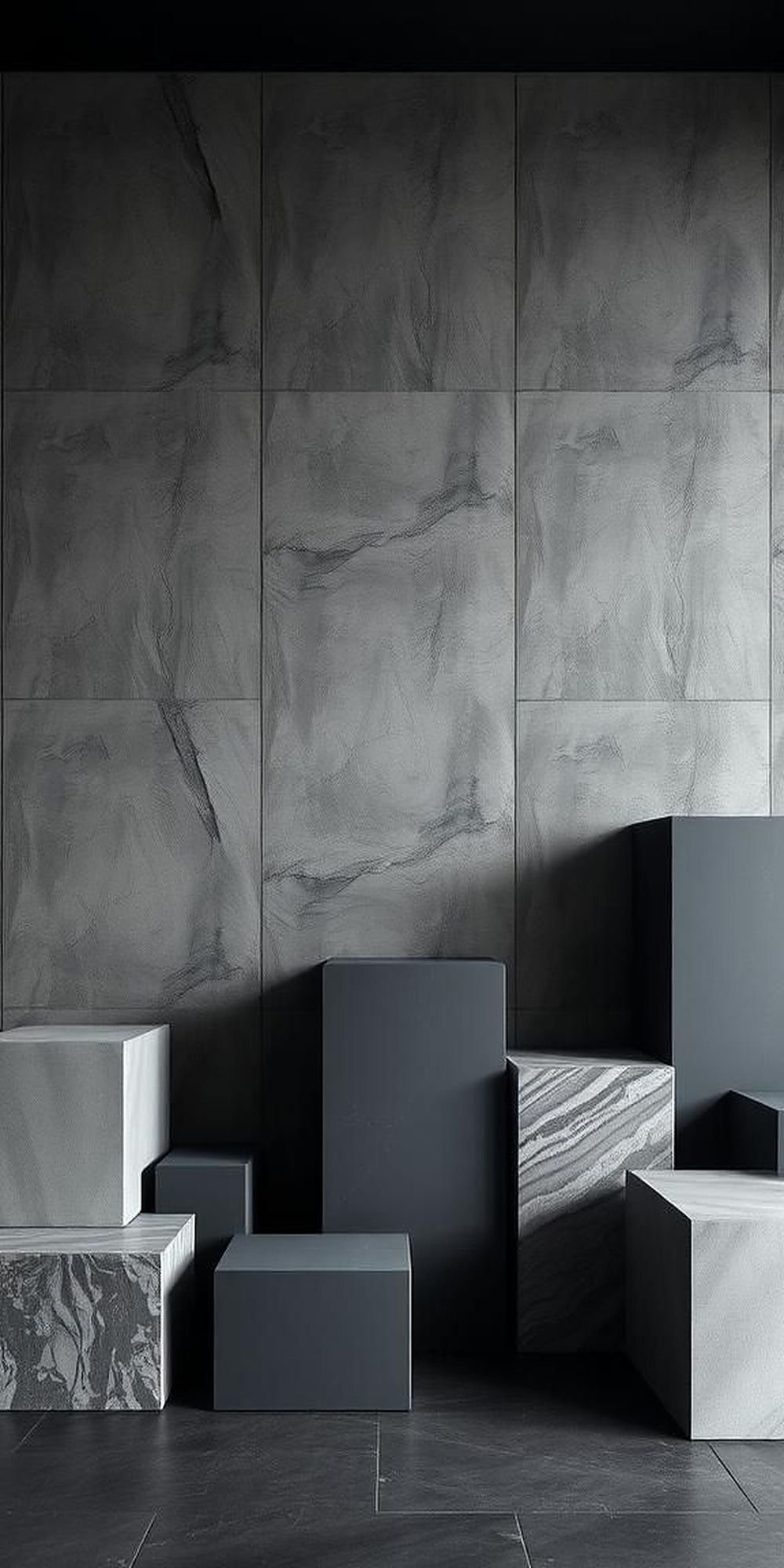 Layered Cubes In Shades Of Charcoal And Stone