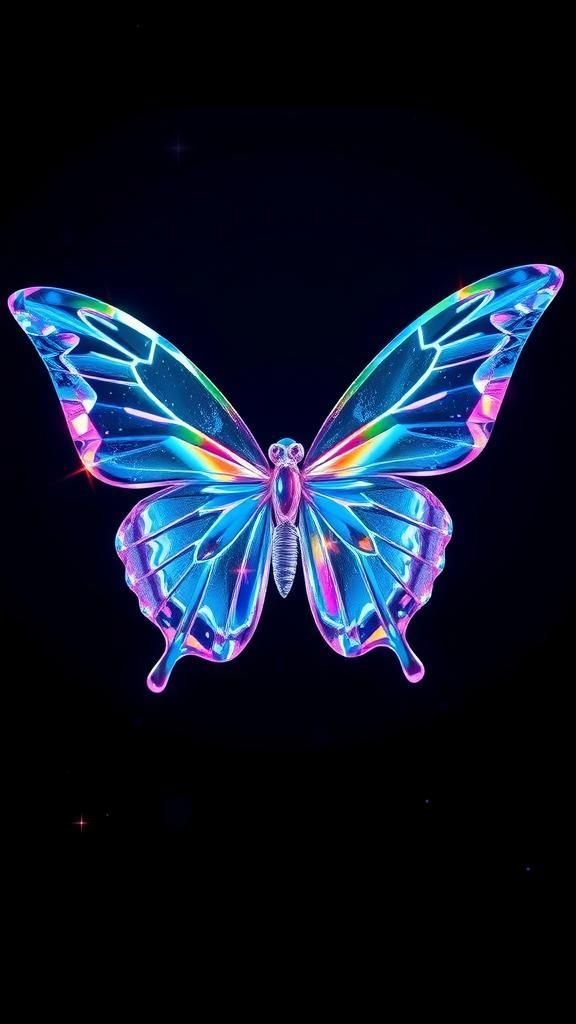 Crystalline Butterfly Wings Suspended In Starlight