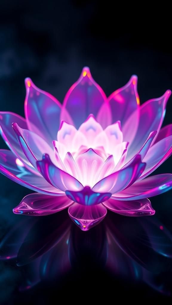 Cyber Lotus Blooming From Photon Petals