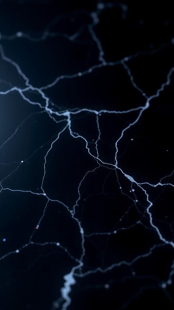 Luminous Glyphs Cascading Across Black Marble