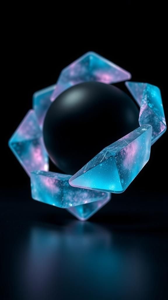 Nebula Glass Shards Orbiting A Dark Core