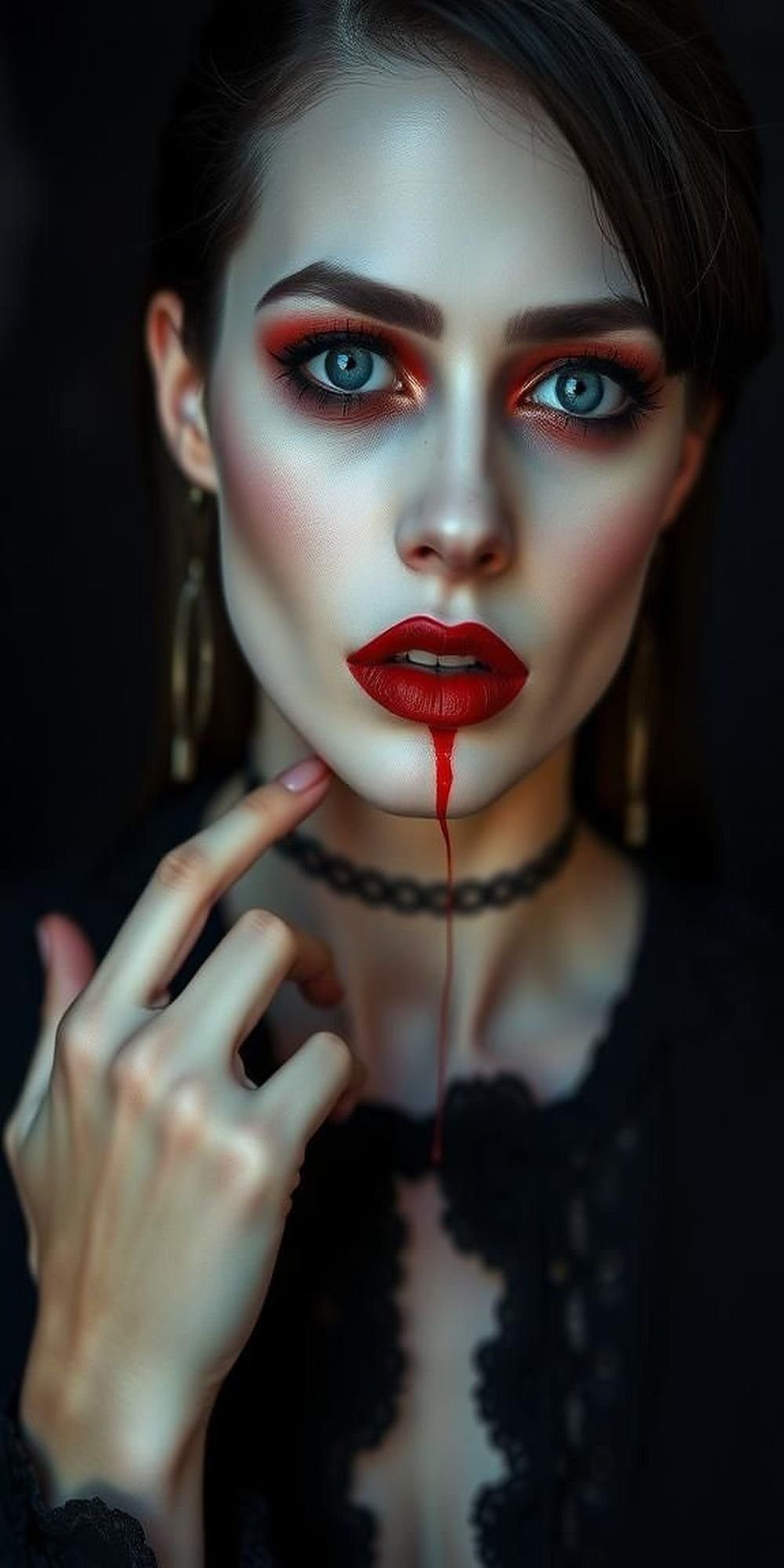 Classic Vampire Glamour With Blood-Red Lips