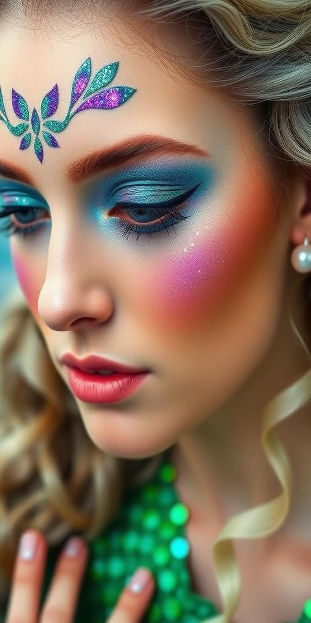 Mystical Mermaid With Shimmering Scales And Blues