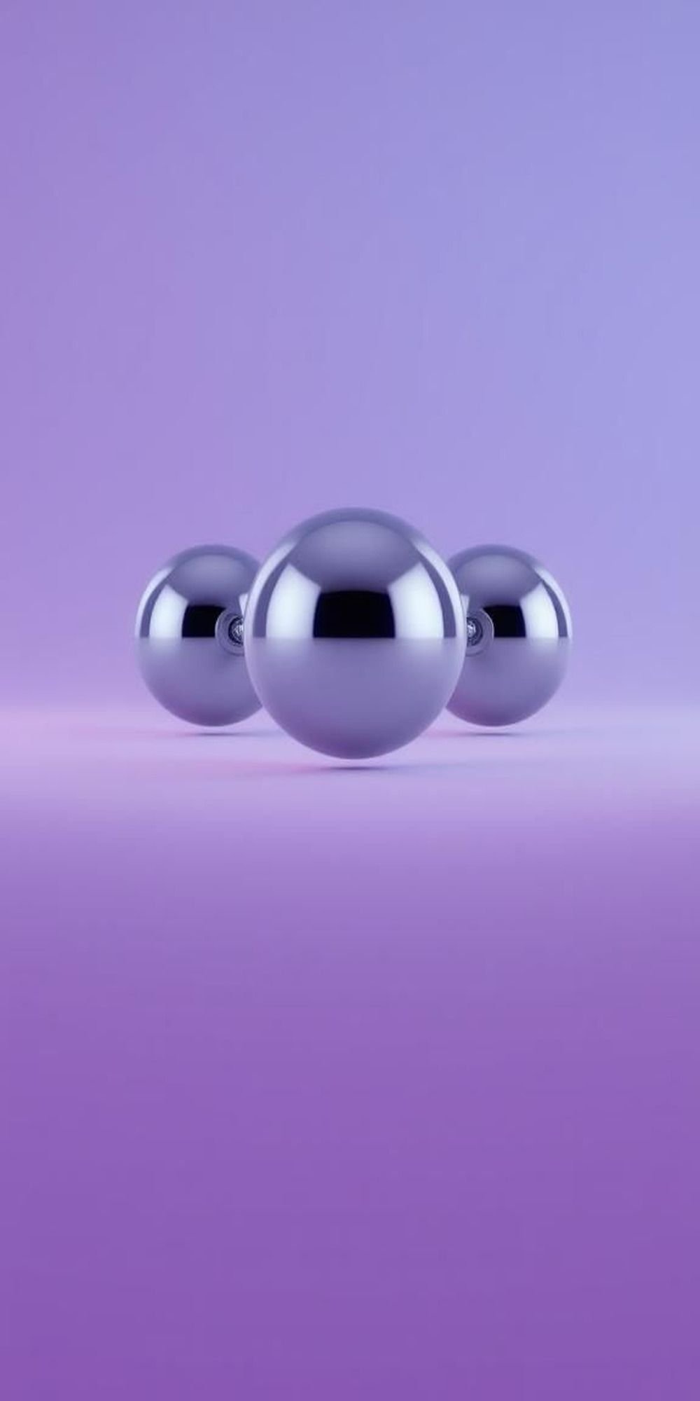 Chrome Spheres Floating On Gradient Plane
