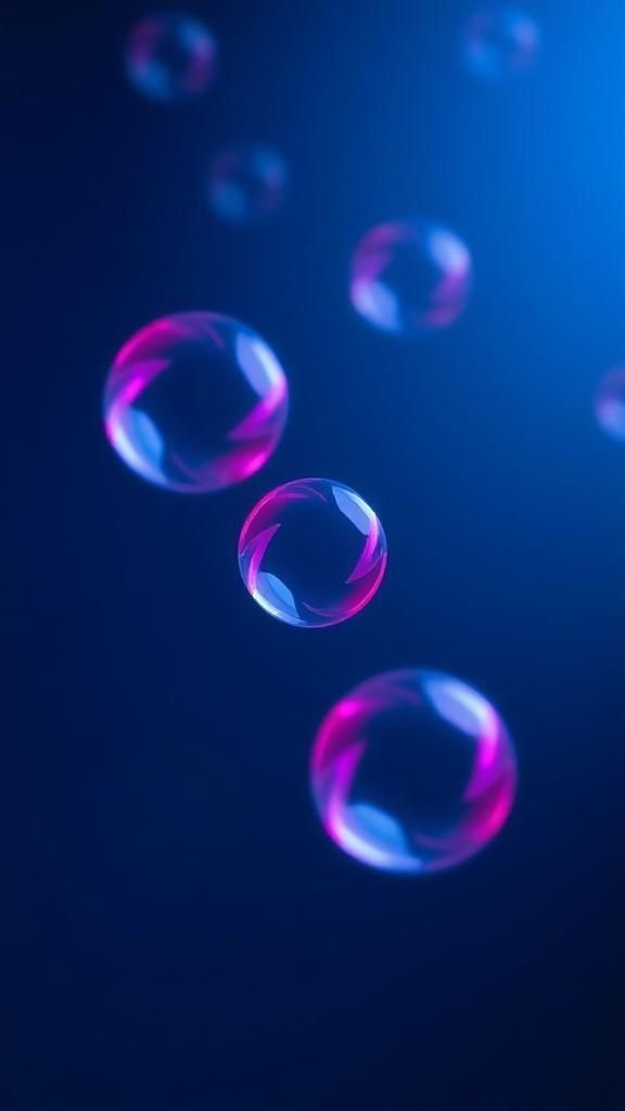 Floating Neon Orbs With Soft Bokeh