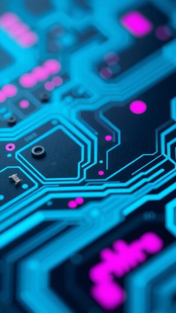 Futuristic Circuit Board With Glowing Traces