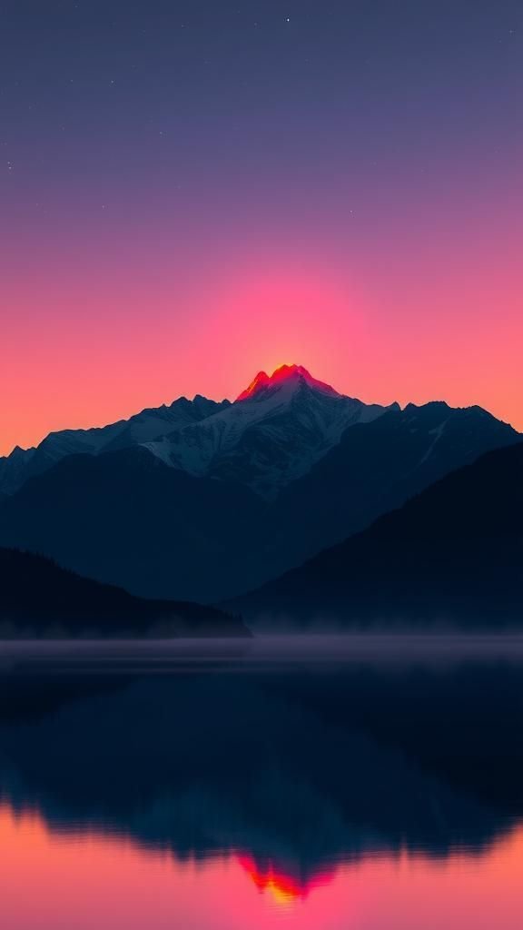 Luminous Mountain Silhouette At Dusk