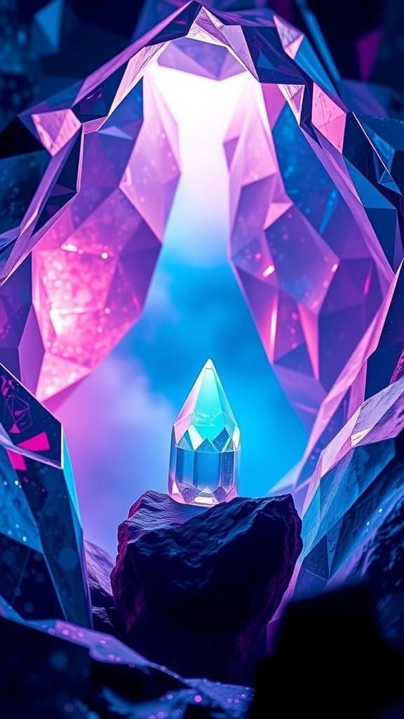 Prismatic Crystal Cavern With Radiant Facets