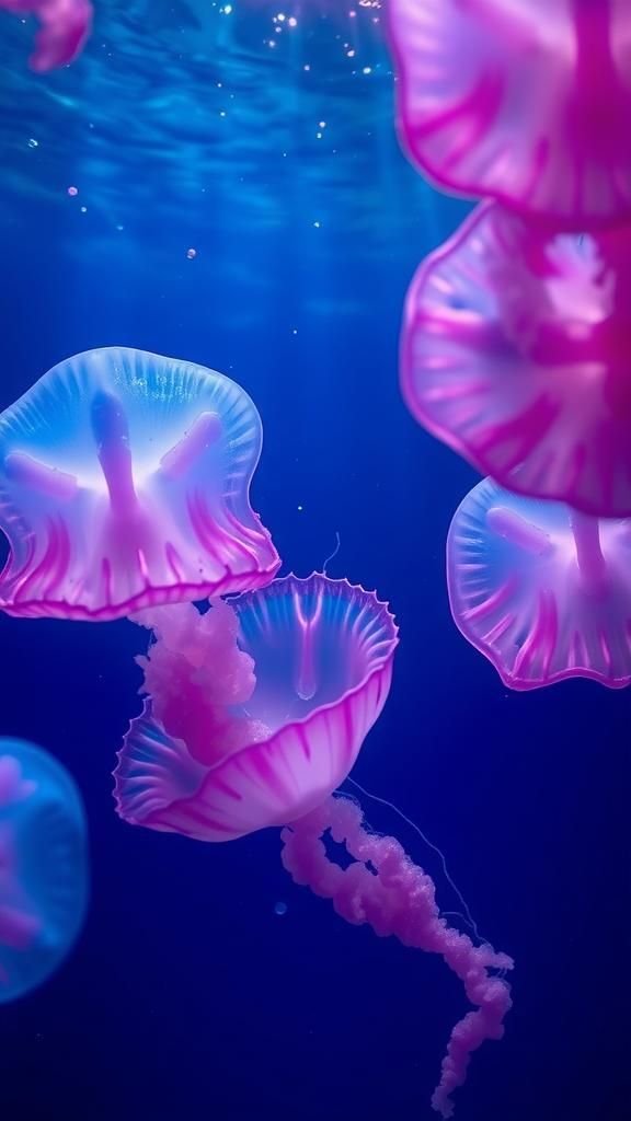 Underwater Jelly Glow In Midnight Blue