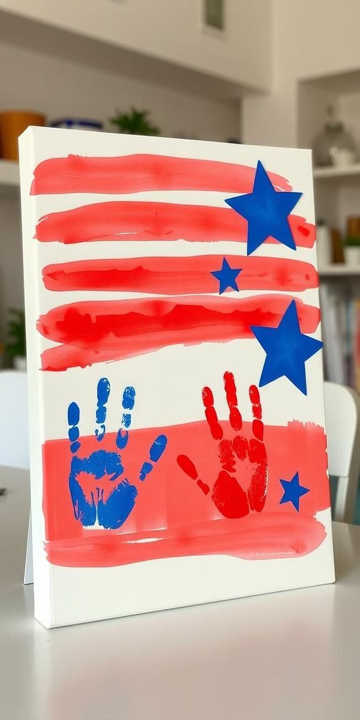 Flag-Inspired Handprint Canvas Art