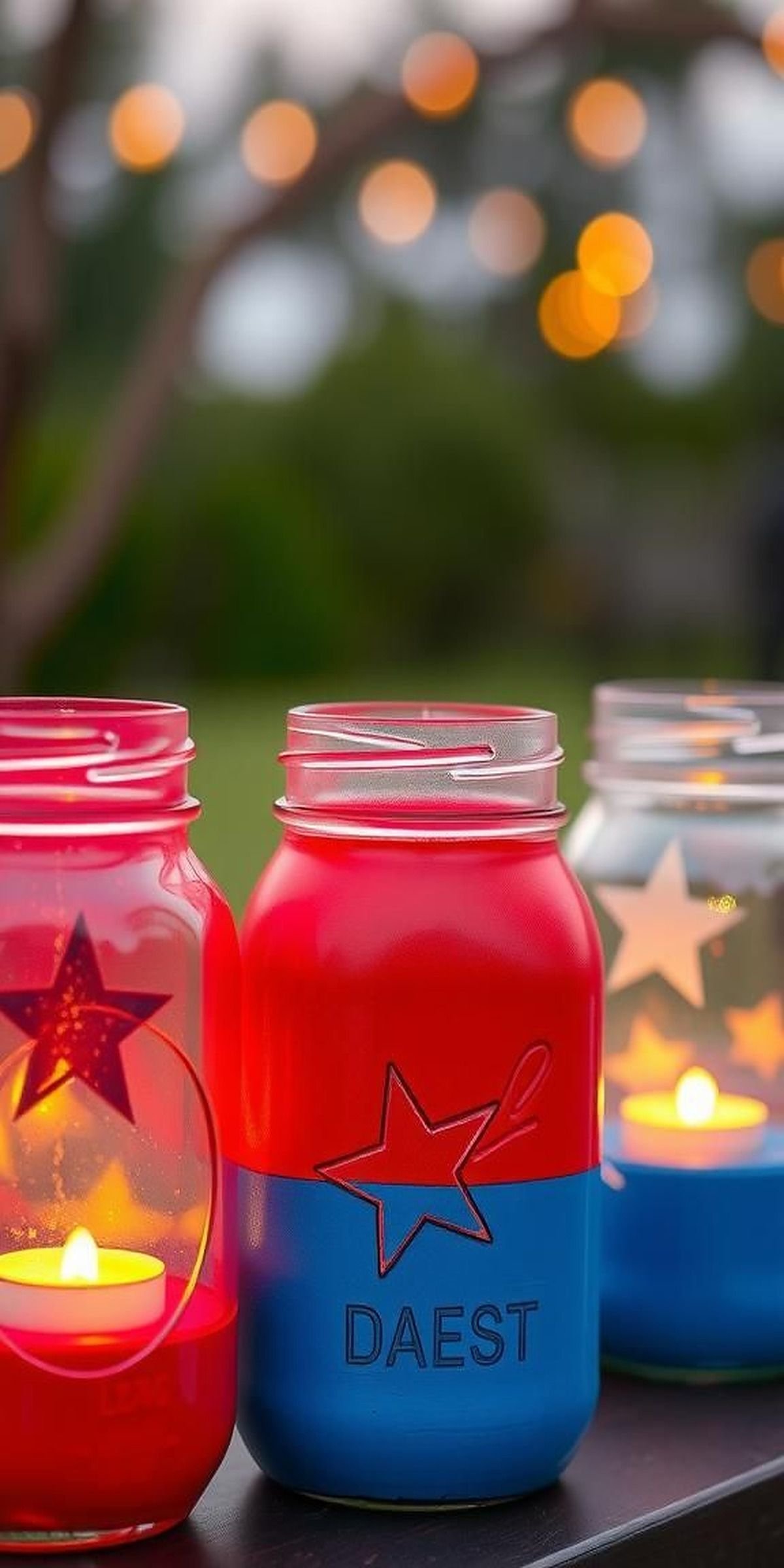 Star-Spangled Mason Jar Lanterns