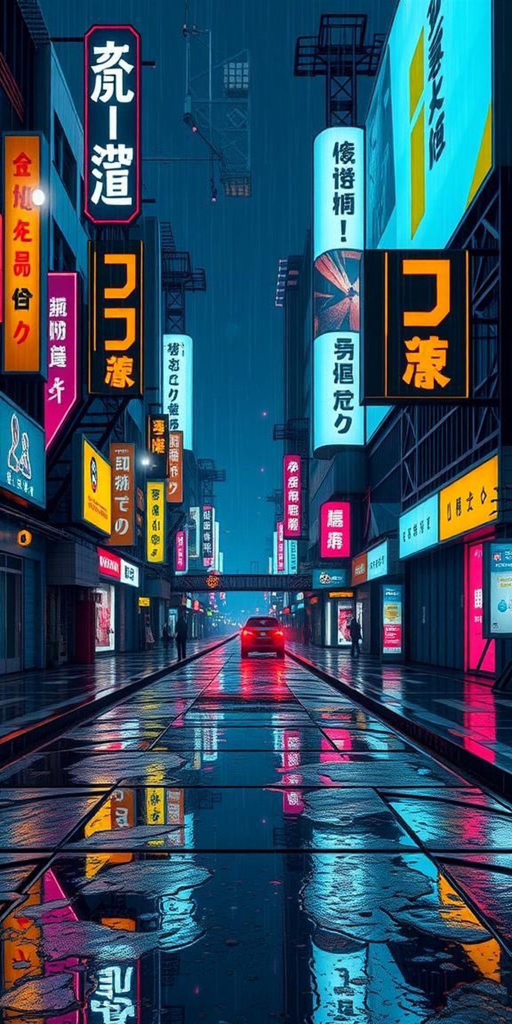 Neon Dystopia Cityscape With Glitchy Scanlines