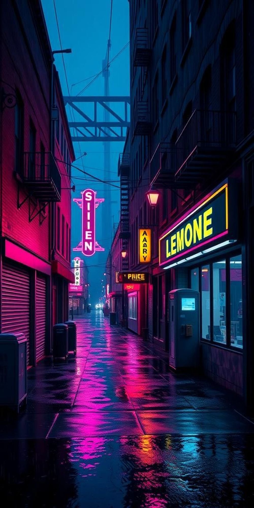 Rain-Soaked Noir City With Neon Reflections