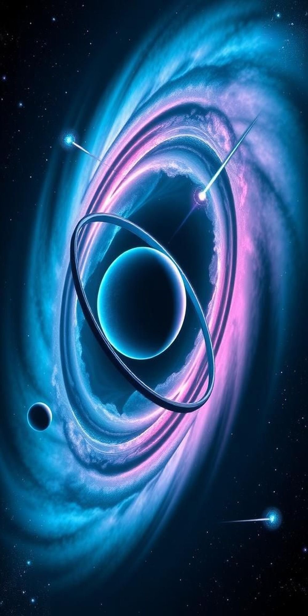 Spiral Galaxy Nebula And Ringed Planet Vista