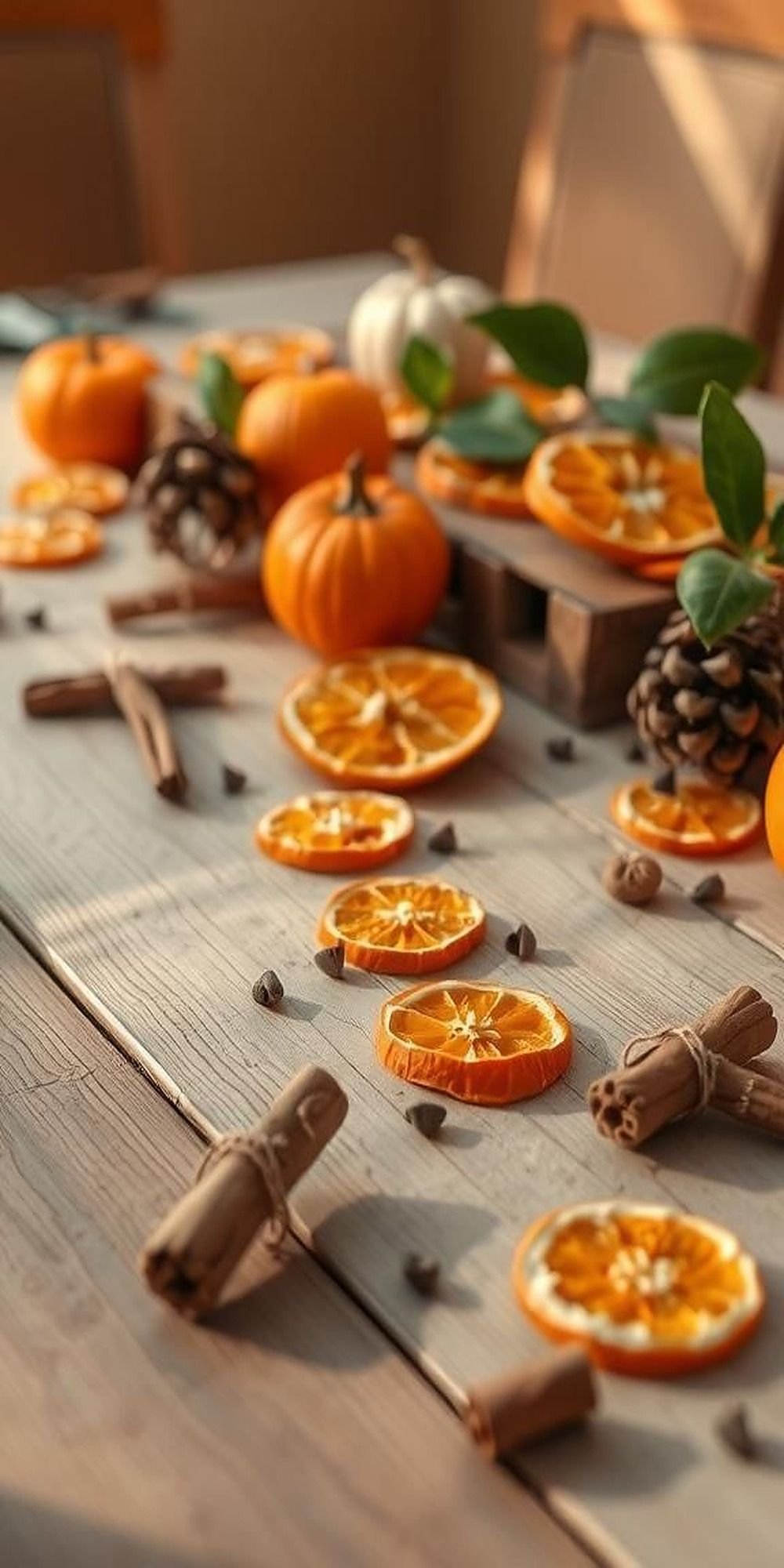 Dried Orange Slices And Cinnamon Sticks As Decor