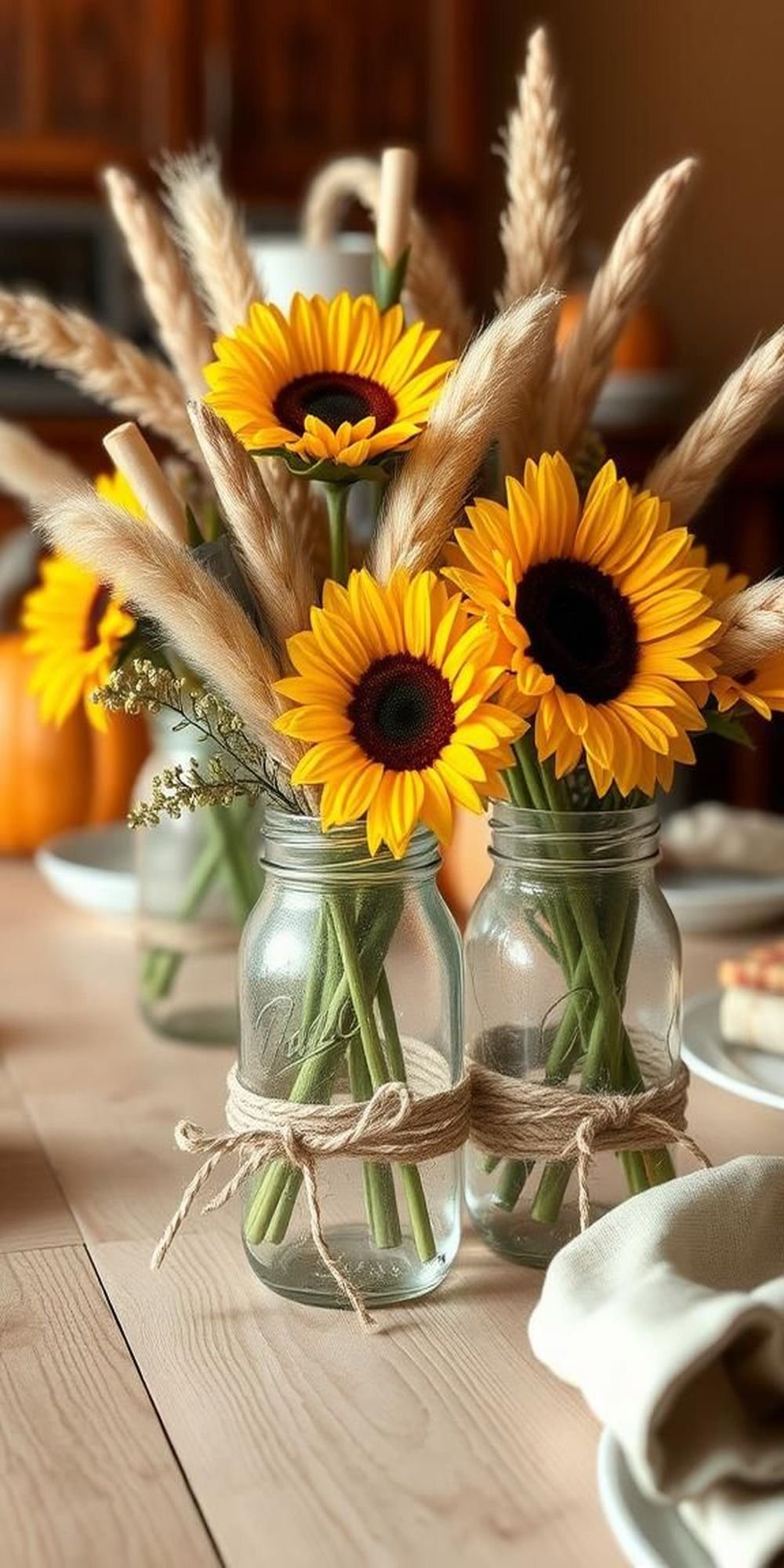 Mason Jars Filled With Seasonal Wildflowers