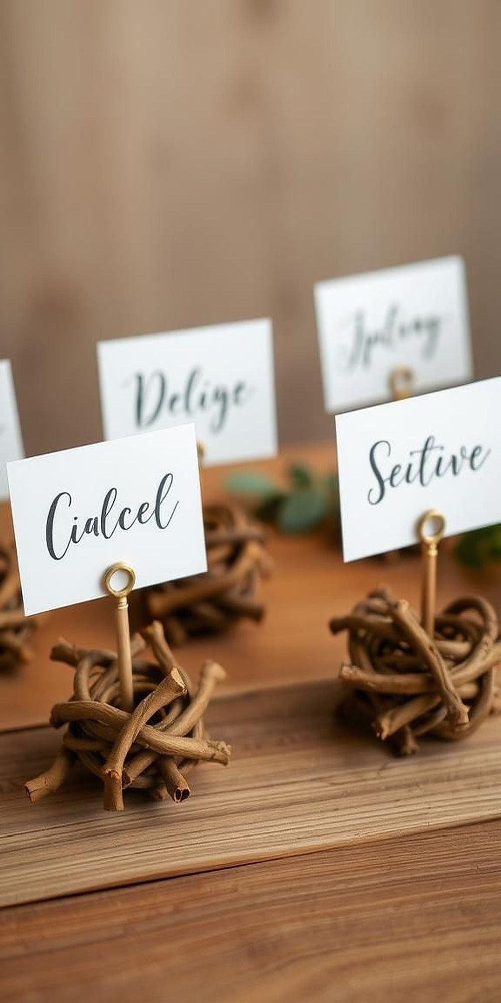 Twig Place Card Holders With Calligraphy Tags