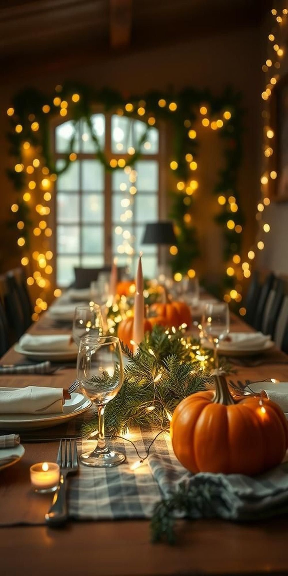 Twinkling Fairy Lights Draped Along The Table